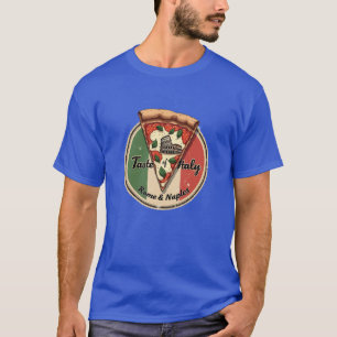Camiseta Bandera italiana con una Roma vintage y una pizza