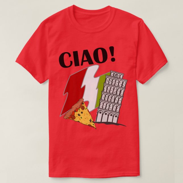 Camiseta Bandera italiana de Ciao Torre inclinada de Pisa I (Diseño del anverso)