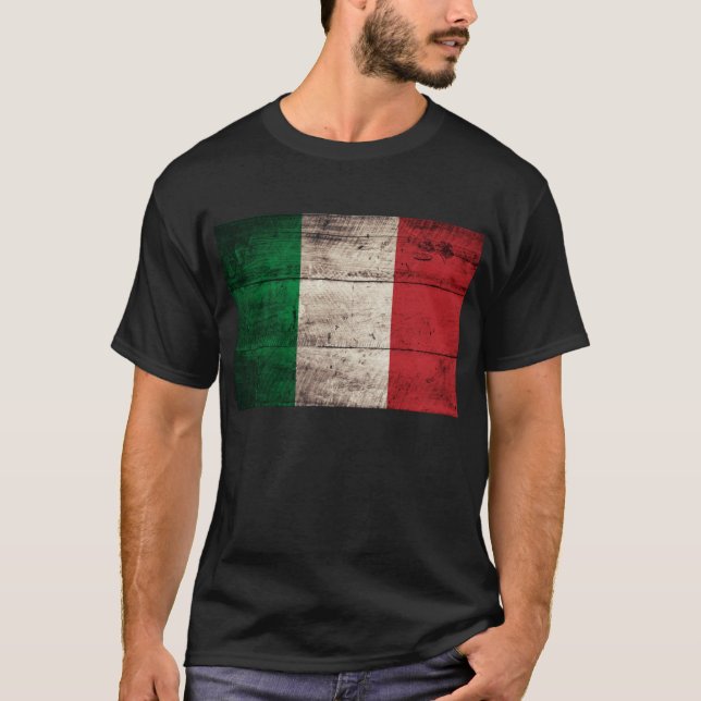 Camiseta Bandera italiana de madera antigua; (Anverso)