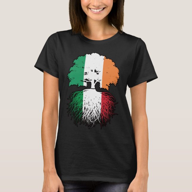 Camiseta Bandera italiana de raíces de árboles de Irlanda i (Anverso)