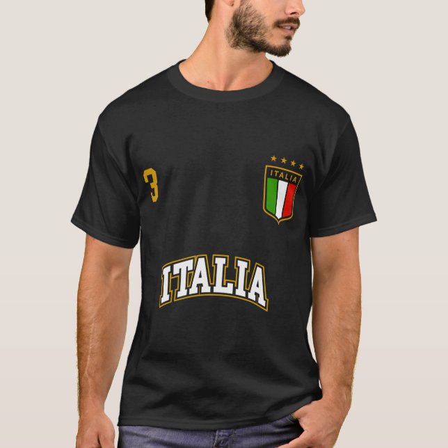 Camiseta Bandera italiana del equipo de fútbol número 3 (Anverso)