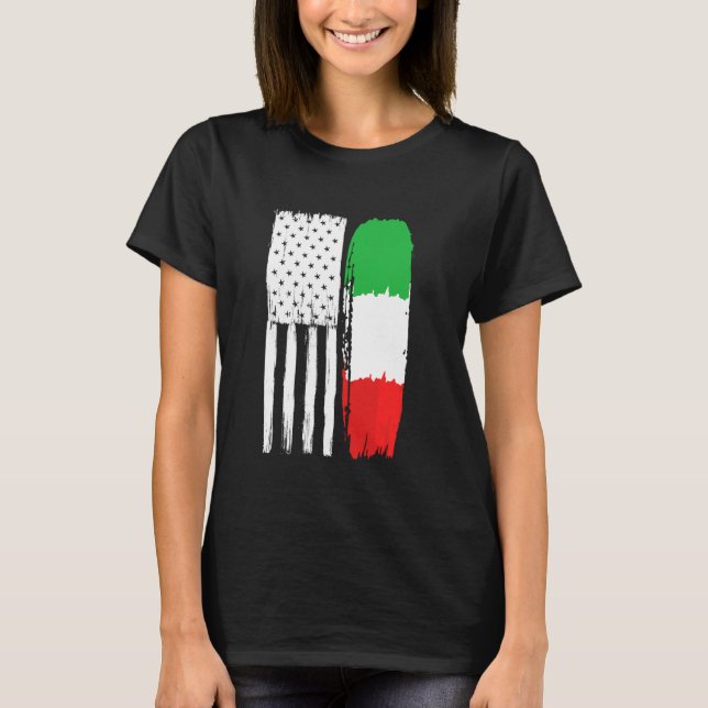 Camiseta Bandera Italiana Estadounidense Orgullo Italia (Anverso)