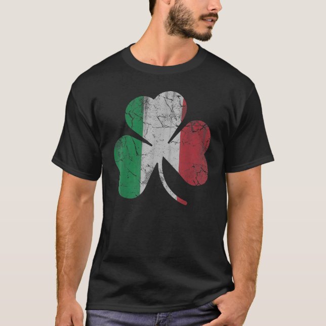Camiseta Bandera italiana irlandesa Shamrock St Patrick's D (Anverso)