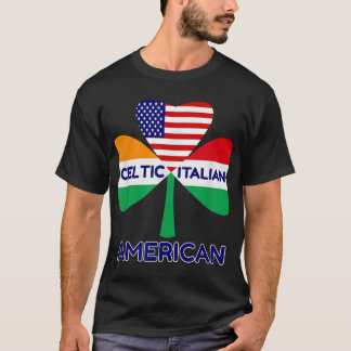 Camiseta Bandera Italiana Italiana Estadounidense Y Shamroc