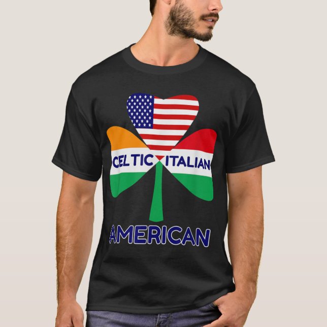 Camiseta Bandera Italiana Italiana Estadounidense Y Shamroc (Anverso)