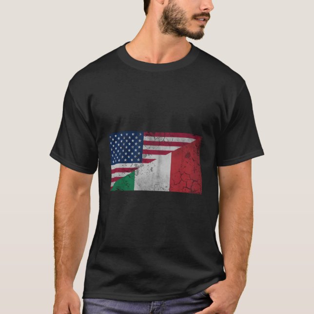 Camiseta Bandera italiana italiana italiana estadounidense  (Anverso)