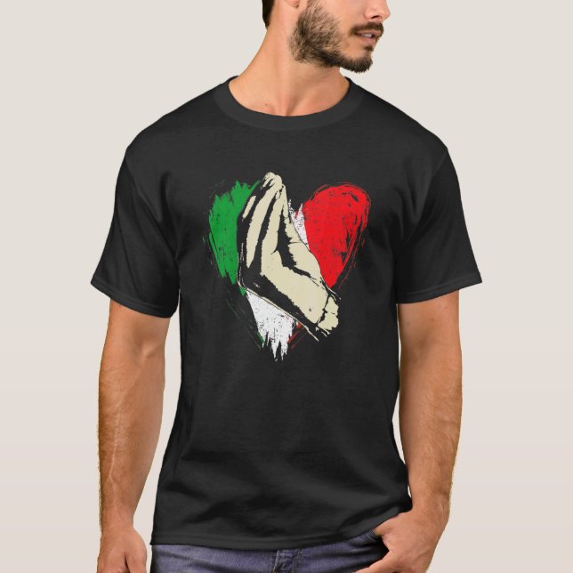 Camiseta Bandera italiana retro Corazón Italia mano Gesture (Anverso)