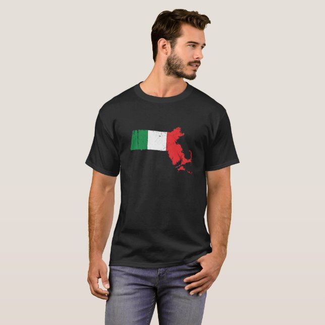 Camiseta Bandera italiana sobre Massachusetts (Anverso completo)