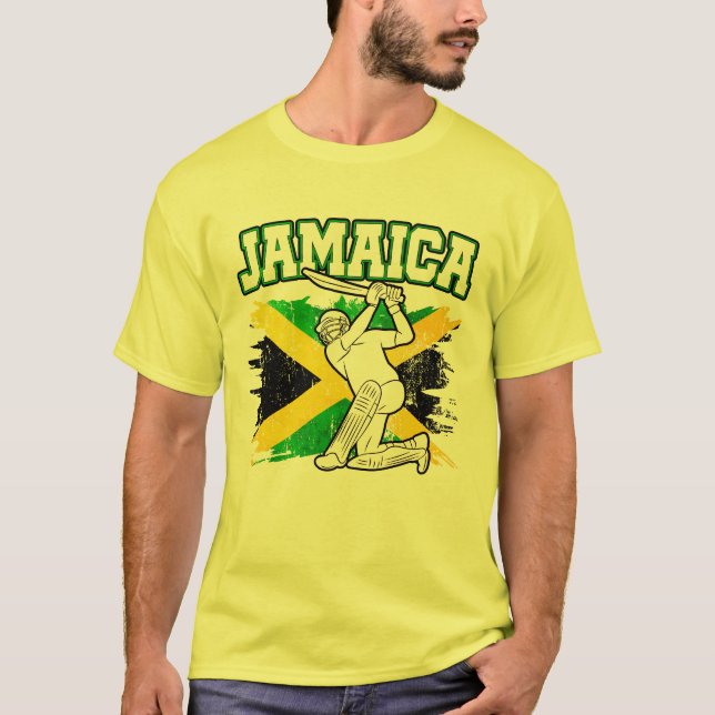 Camiseta Bandera jamaiquina del críquet vintage (Anverso)
