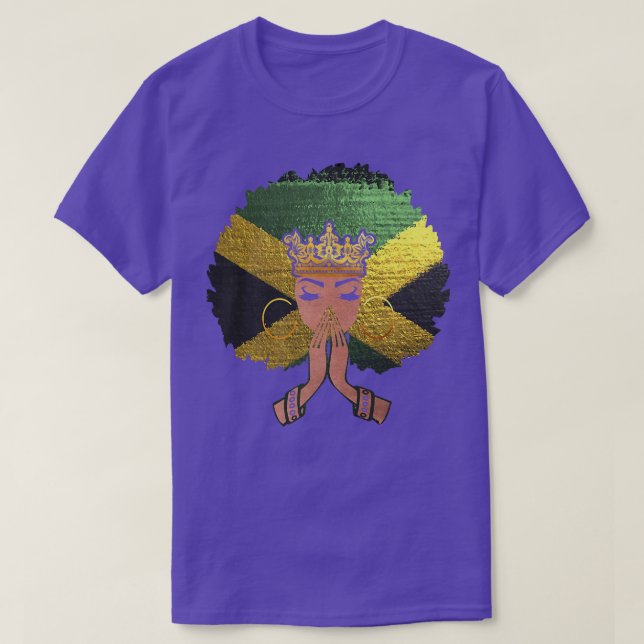 Camiseta Bandera jamaiquina Mujer Negra Melanin Reina Afro  (Diseño del anverso)