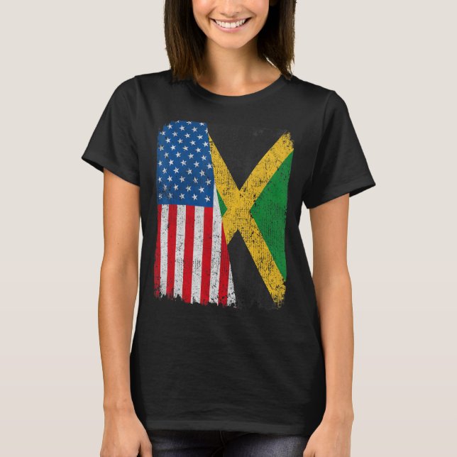 Camiseta Bandera jamaiquina norteamericana mitad Estados Un (Anverso)