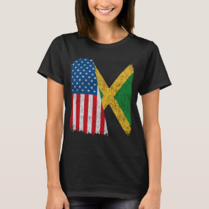 Camiseta Bandera jamaiquina norteamericana mitad Estados Un
