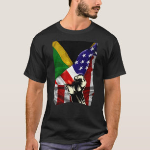 Camiseta Bandera jamaiquina semiamericana ondea la bandera