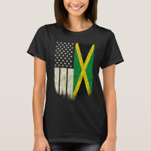 Camiseta Bandera Jamaiquina Y Estadounidense Herencia De Ja