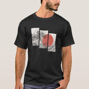 Camiseta Bandera japonesa retro Gran Onda Gráfica al aire l