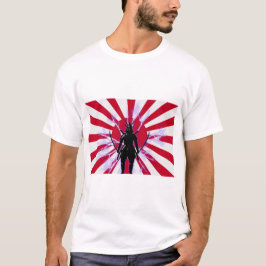 Camiseta Bandera japonesa y creciente guerrero de Samurai