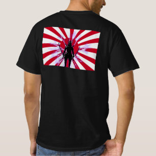 Camiseta Bandera japonesa y creciente guerrero de Samurai