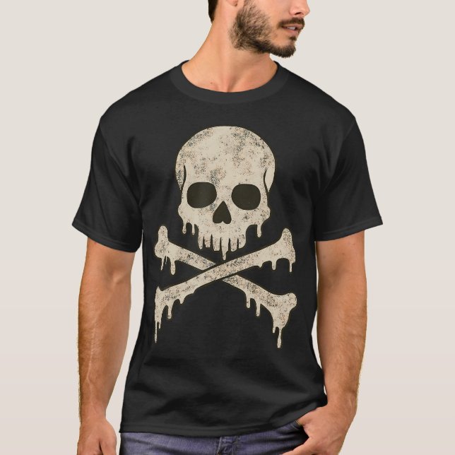 Camiseta Bandera Jolly Roger de cráneo con huesos cruzados  (Anverso)