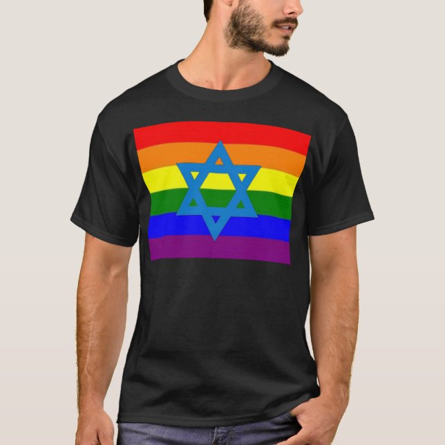 Camiseta Bandera judía del orgullo gay (Anverso)