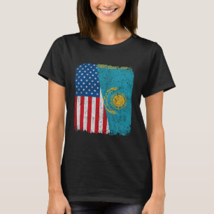 Camiseta Bandera kazaja norteamericana mitad Estados Unidos