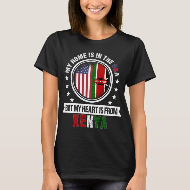 Camiseta Bandera keniana estadounidense anima a patriota ke (Anverso)