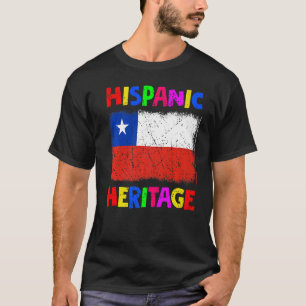 Camiseta Bandera Latina Chile, Mes de Patrimonio Hispano Na
