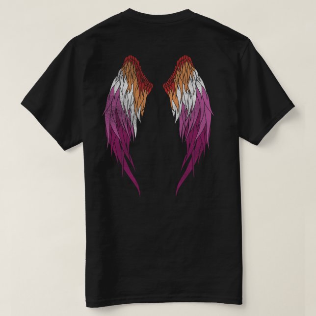 Camiseta Bandera lesbiana - Angel Wings (Reverso del diseño)