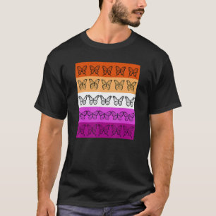Camiseta Bandera Lesbiana Color Mariposa Sutil Orgullo Sapó