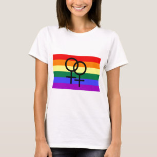 Camiseta Bandera lesbiana coloreada arco iris del orgullo