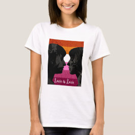 Camiseta Bandera lesbiana con dos siluetas femeninas