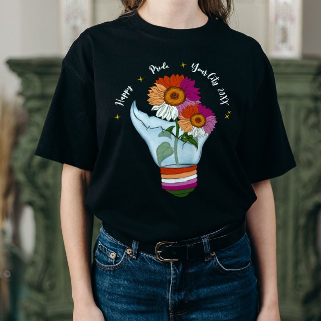 Camiseta Bandera lesbiana LGBTQ girando en una bombilla de  (Subido por el creador)