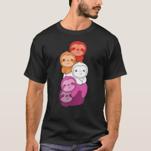 Camiseta Bandera Lesbiana Pile Pride Lgbtq Sloths Cuidada L