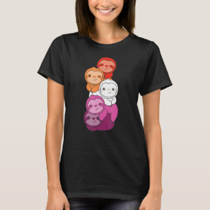 Camiseta Bandera Lesbiana Pile Pride Lgbtq Sloths Cuidada L