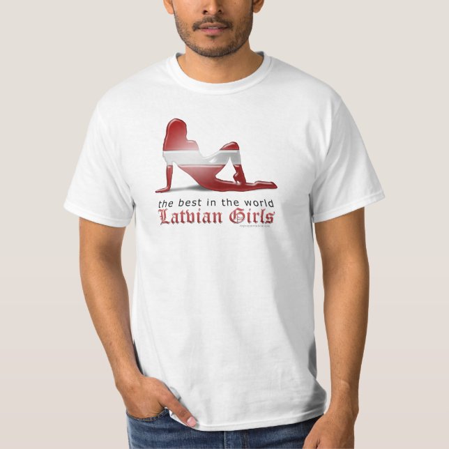 Camiseta Bandera letona de la silueta del chica (Anverso)