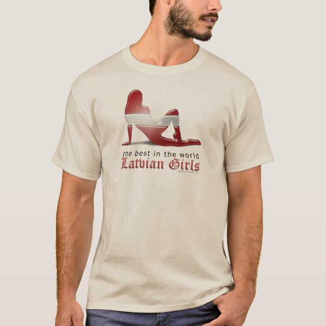 Camiseta Bandera letona de la silueta del chica (Anverso)