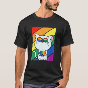 Camiseta Bandera LGB Mes del Orgullo Gay Arcoíris Gato Lind