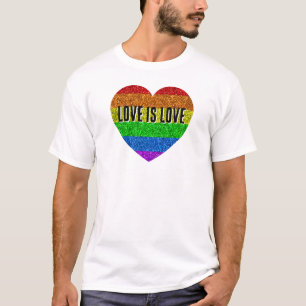 Camiseta Bandera LGBT brilla corazón el amor es amor Texto 