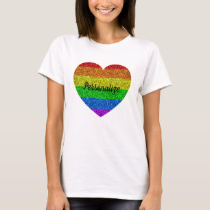 Camiseta Bandera LGBT brillantes purpurina corazón amor Per
