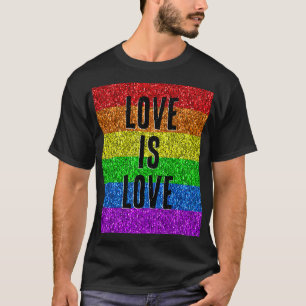 Camiseta Bandera LGBT brillo vibrante texto personalizable