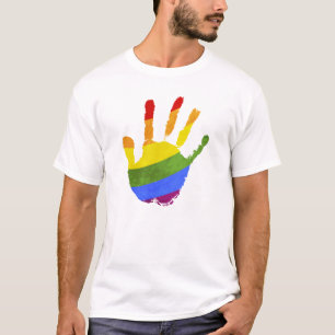 Camiseta Bandera lgbt del arco iris de la palma humana T-Sh