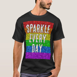 Camiseta Bandera LGBT destello vibrante cada día texto pers
