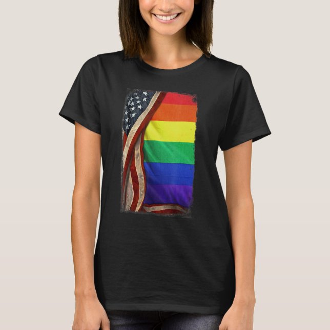 Camiseta Bandera Lgbt Detrás Del Orgullo De La Bandera Esta (Anverso)