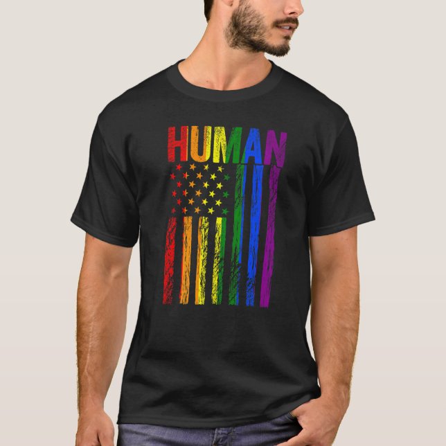 Camiseta Bandera Lgbt Humana Orgullo Gay Mes Bandera Estado (Anverso)