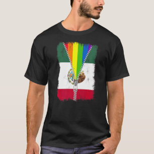 Camiseta Bandera Lgbt México Zip Rainbow Orgullo Gay Mexica