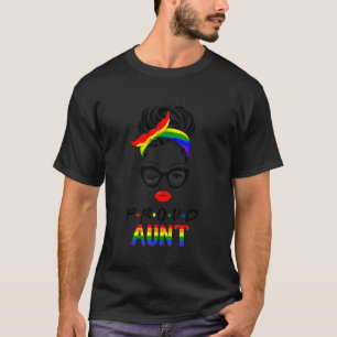 Camiseta Bandera Lgbt Orgullosa Tía Messy Bun Hair Lgbt Muj