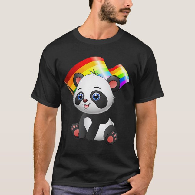 Camiseta Bandera LGBT Panda lleva obsequios a lesbianas gay (Anverso)