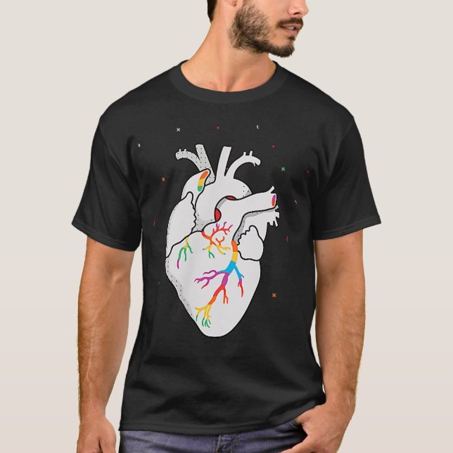 Camiseta Bandera LGBT T Heartbeat Lesbianas gay resisten a  (Anverso)