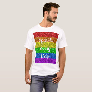 Camiseta Bandera LGBT vibrante Brillo personalizable texto