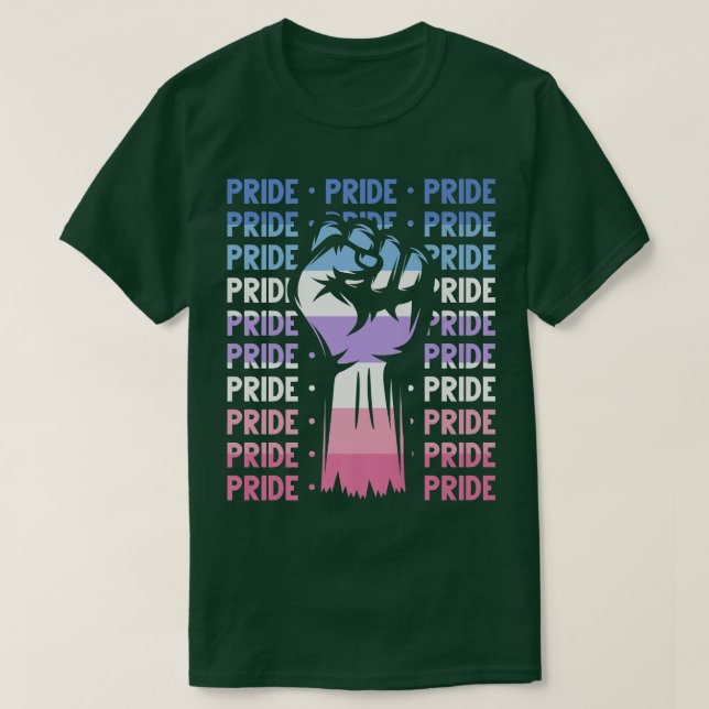 Camiseta Bandera LGBTQ Bigender Fist Mes del Orgullo Gay LG (Diseño del anverso)