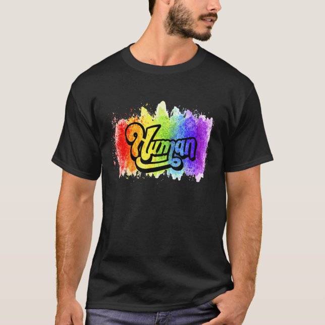 Camiseta Bandera Lgbtq Humana Orgullosa Alía Igualdad Arcoi (Anverso)